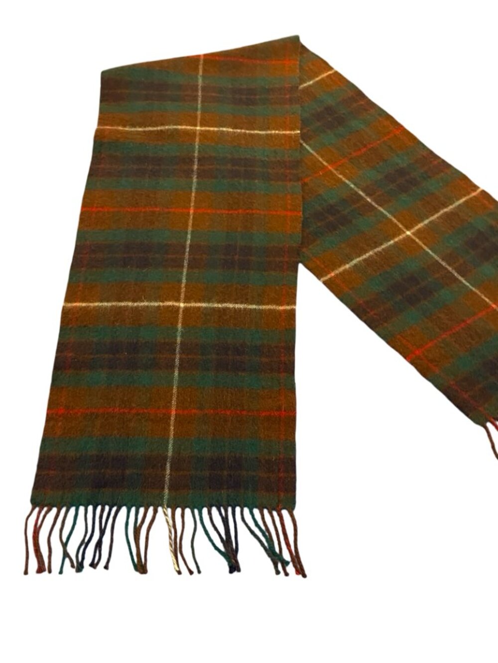 Clans Scotland 100% Wool Tartan Plaid Scarf Brown Green Navy Rust - Picture 7 of 7